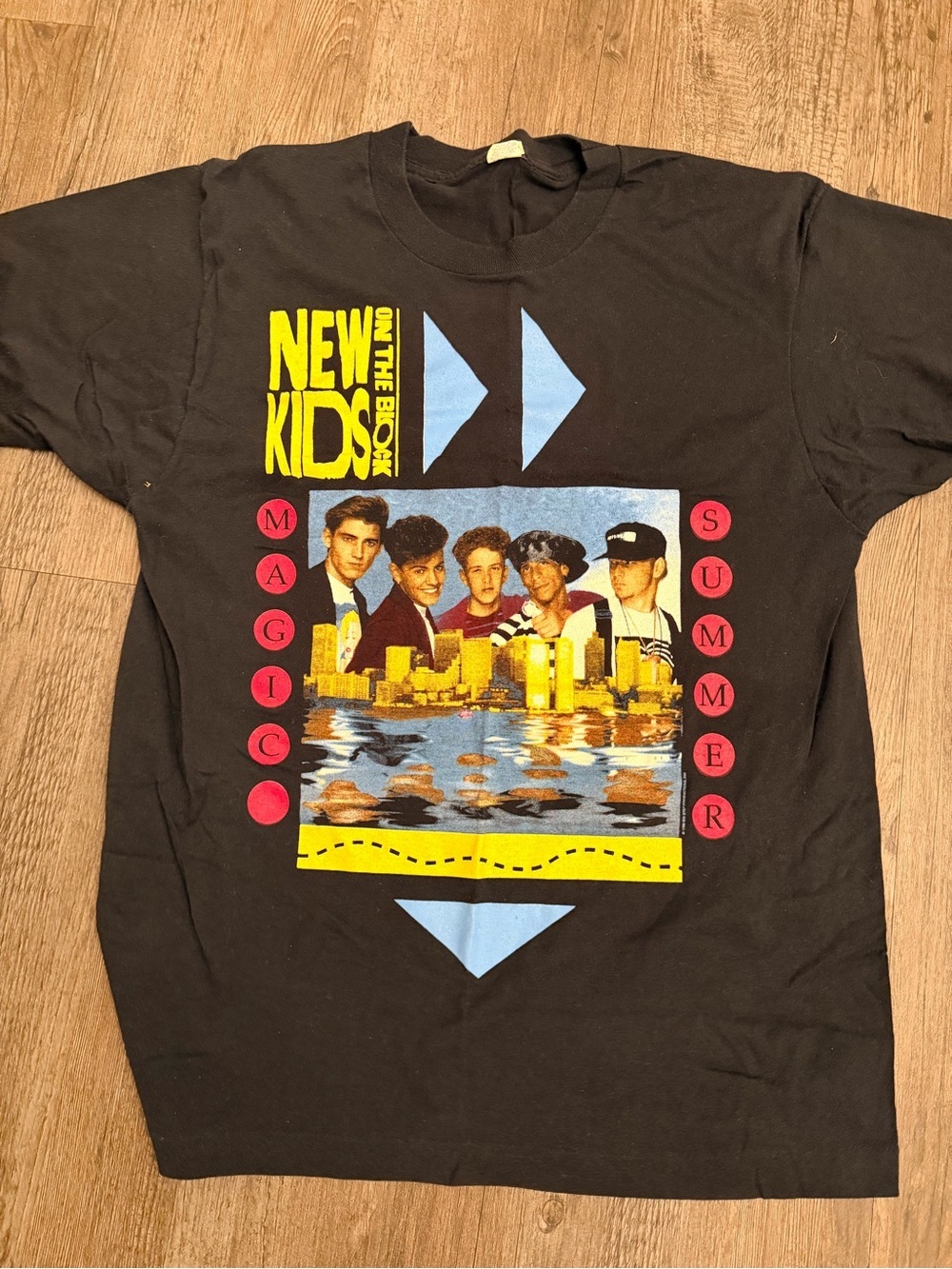 Vintage New Kids on the Block Black Graphic Kids T‑Shirt - Magic Summer L